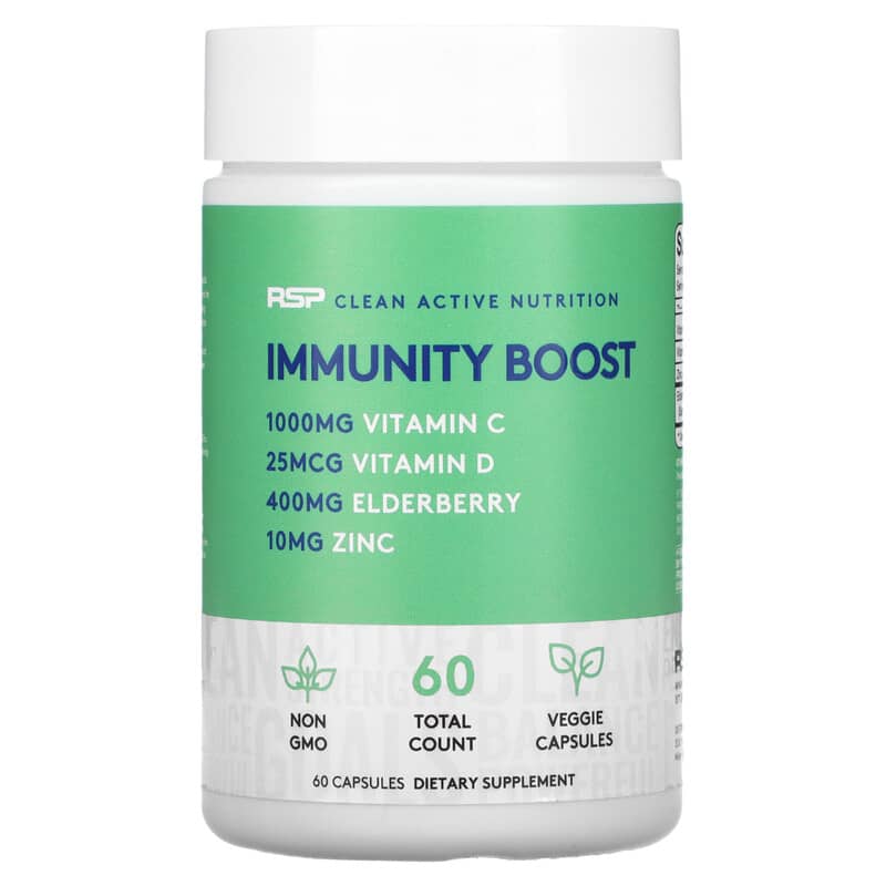 RSP Nutrition Immunity Boost Immune System Support + Vitamins & Antioxidants + Immune Cell Production 60 Veggie Capsules 850019469332