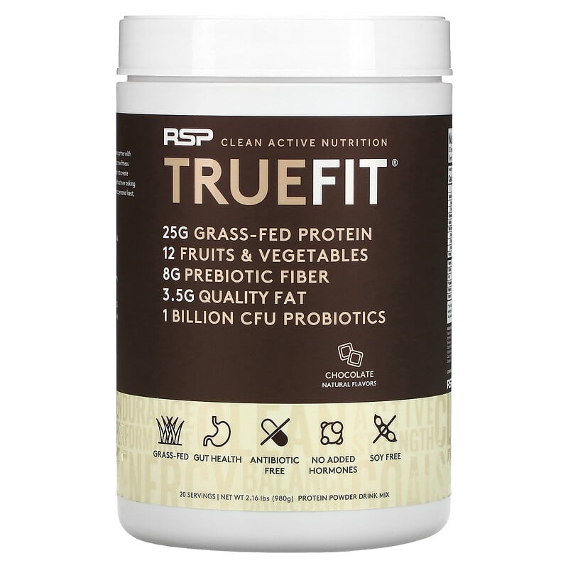RSP Nutrition TrueFit Grass-Fed Protein Shake with Fruits & Vegetbles Chocolate 2.16 lbs (980 g) 858491007455