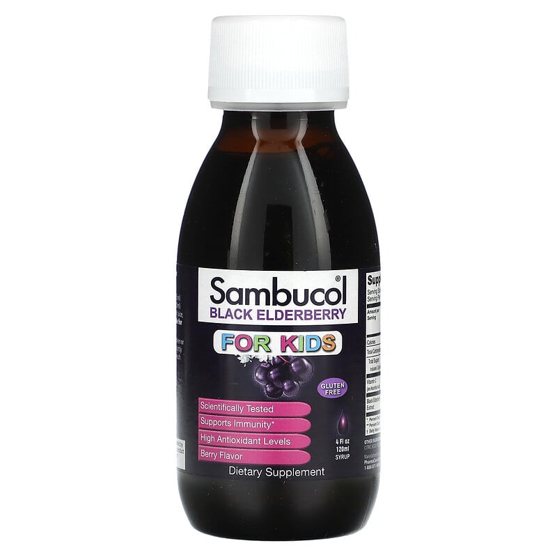 Sambucol, Black Elderberry Syrup, For Kids, Berry, 4 fl oz (120 ml) 896116001181