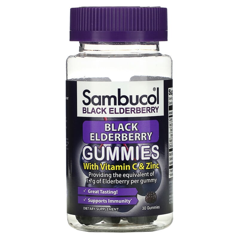 Sambucol Black Elderberry with Vitamin C & Zinc 30 Gummies 896116001228