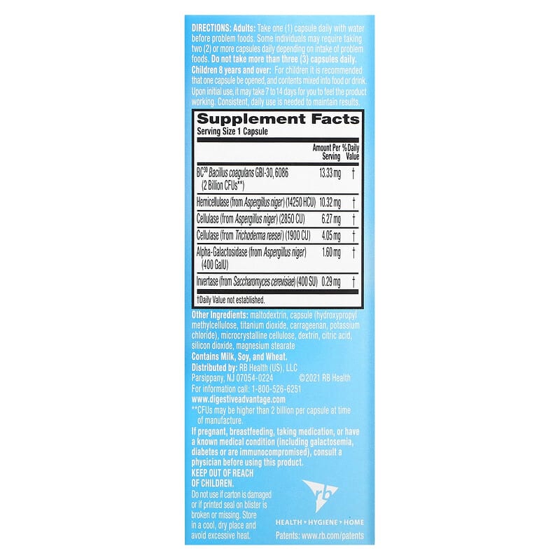 Schiff, Digestive Advantage, Daily Probiotics + Gas Defense, 32 Capsules 20525970220