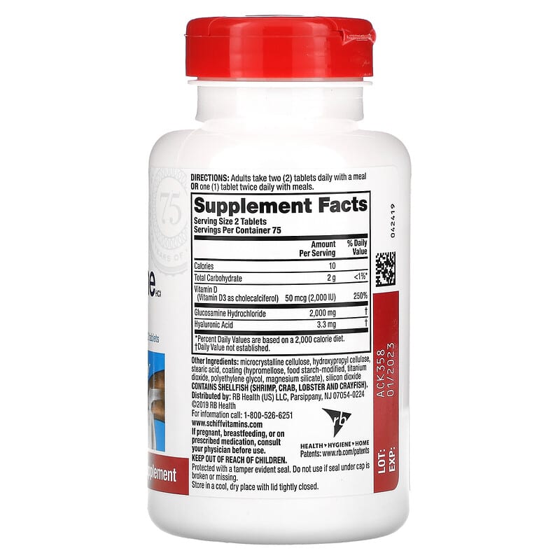 Schiff, Glucosamine HCl Plus Vitamin D3, 1,000 mg, 150 Coated Tablets 20525121875