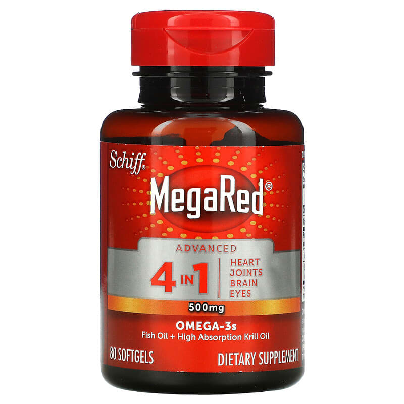 Schiff, MegaRed, Advanced 4 In 1, 500 mg, 80 Softgels 20525960993