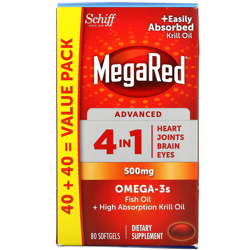 Schiff MegaRed Advanced 4 In 1 500 mg 80 Softgels 20525960993