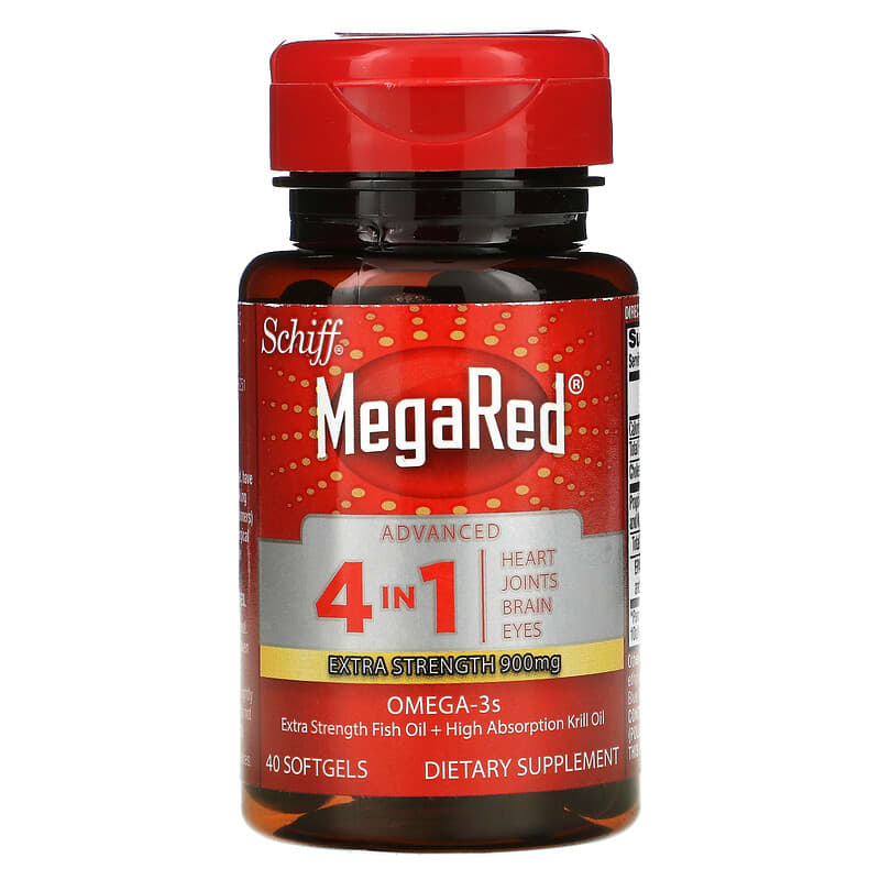 Schiff, MegaRed, Advanced 4 In 1 Omega-3s, Extra Strength, 900 mg, 40 Softgels 20525963994