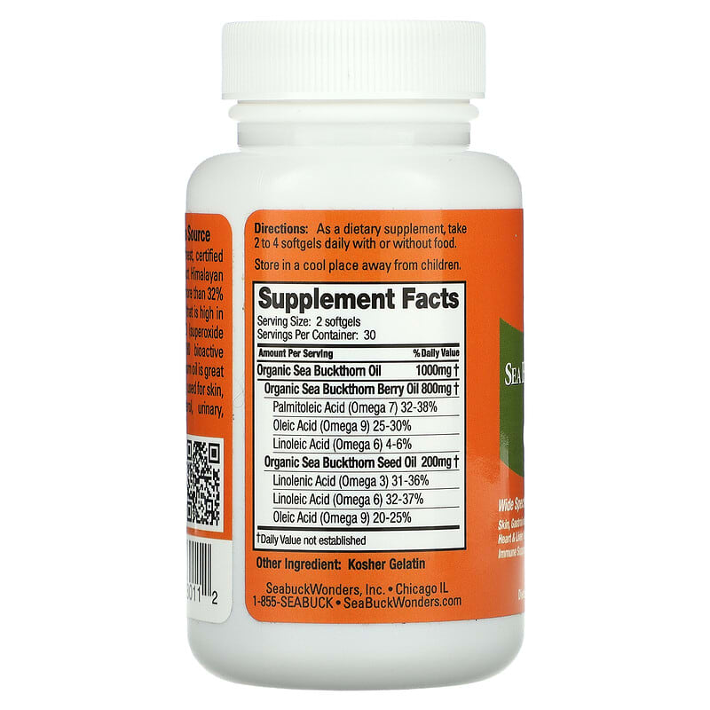 SeaBuckWonders, Omega-7 Complete, Sea Buckthorn Oil Blend, 500 mg, 60 Softgels 674756780112