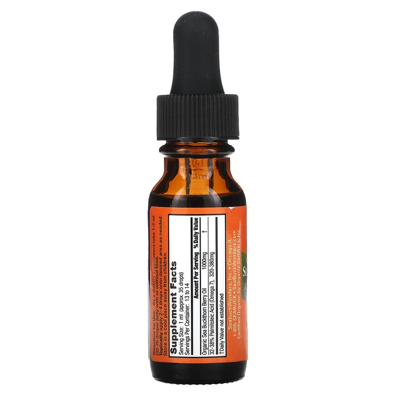 SeaBuckWonders, Organic Himalayan Sea Buckthorn Berry Oil, 0.45 fl oz (13.3 ml) 674756780082