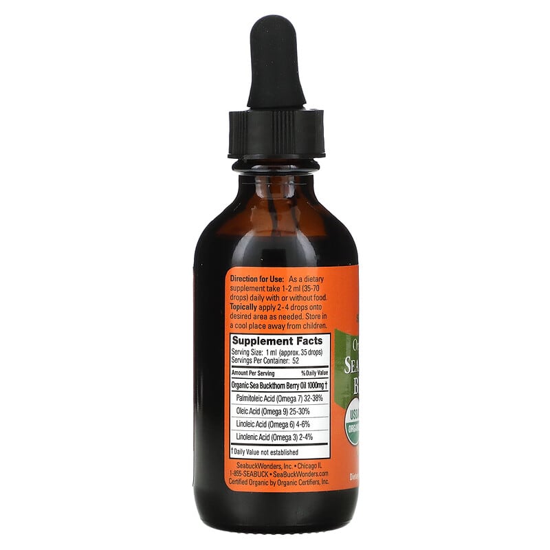SeaBuckWonders, Organic Himalayan Sea Buckthorn Berry Oil, Intensive Cellular Care, 1.76 oz (52 ml) 674756780044
