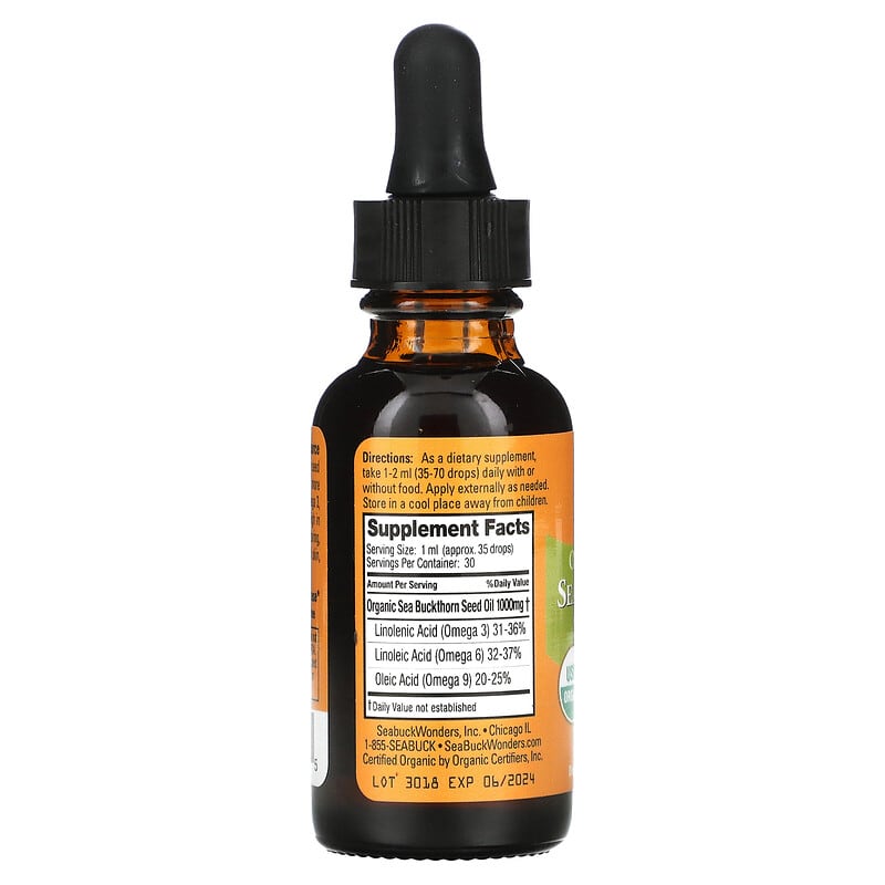SeaBuckWonders, Organic Himalayan Sea Buckthorn Seed Oil, 1 fl oz (30 ml) 674756780075