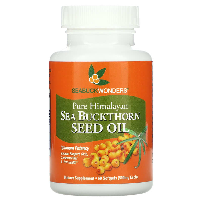 SeaBuckWonders Sea Buckthorn Seed Oil 500 mg 60 Softgels 674756780020