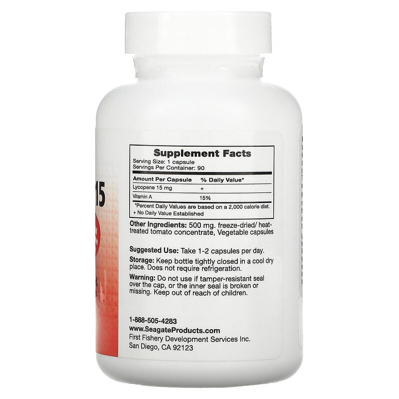 Seagate, Lycopene-15, 15 mg, 90 V Capsules 19277000576