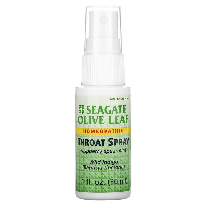 Seagate, Olive Leaf Throat Spray, Raspberry Spearmint, 1 fl oz (30 ml) 19277000408