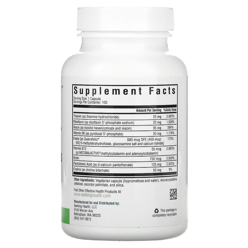 Seeking Health, B Complex Plus, 100 Vegetarian Capsules 810007520162