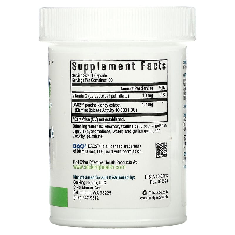 Seeking Health, Histamine Block, 30 Capsules 810007520445