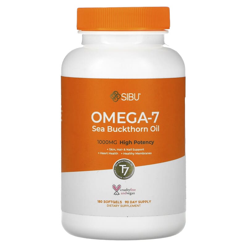 Sibu Beauty Omega-7 Sea Buckthorn Oil 1000 mg 180 Softgels 858180002617