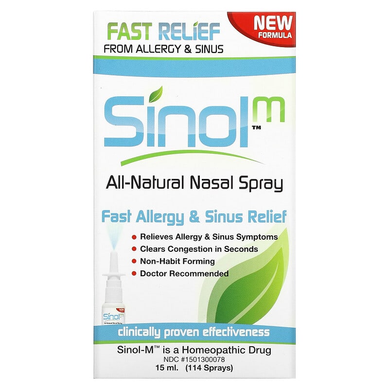 Sinol SinolM All-Natural Nasal Spray Fast Allergy & Sinus Relief 15 ml 315013000078