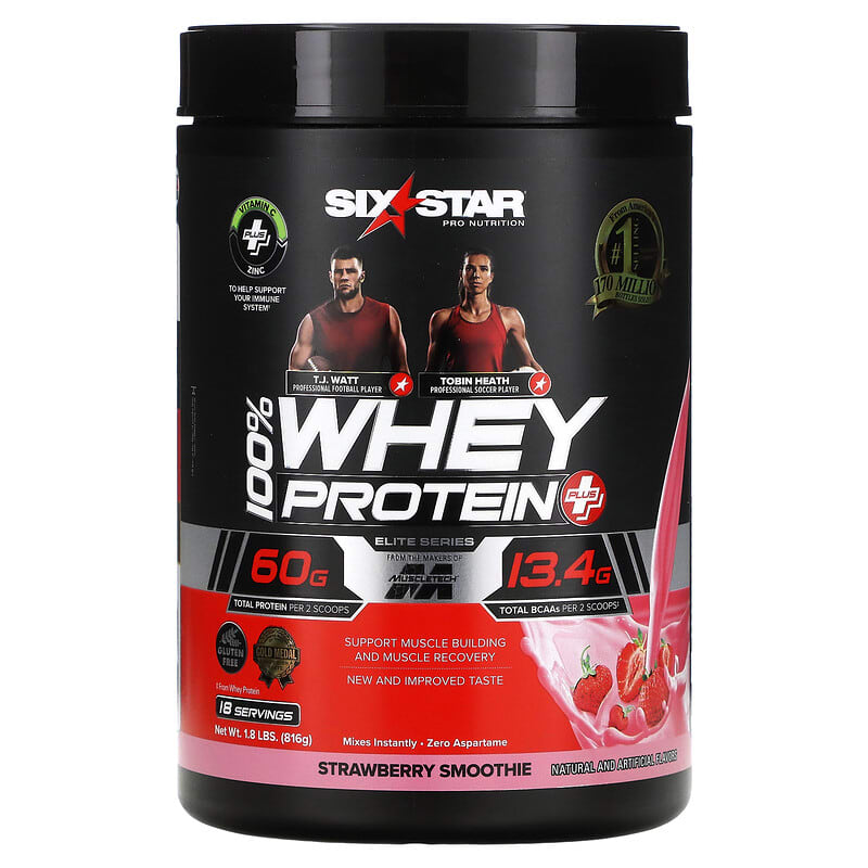 Six Star Elite Series 100% Whey Protein Plus Strawberry Smoothie 1.8 lbs (816 g) 631656716733