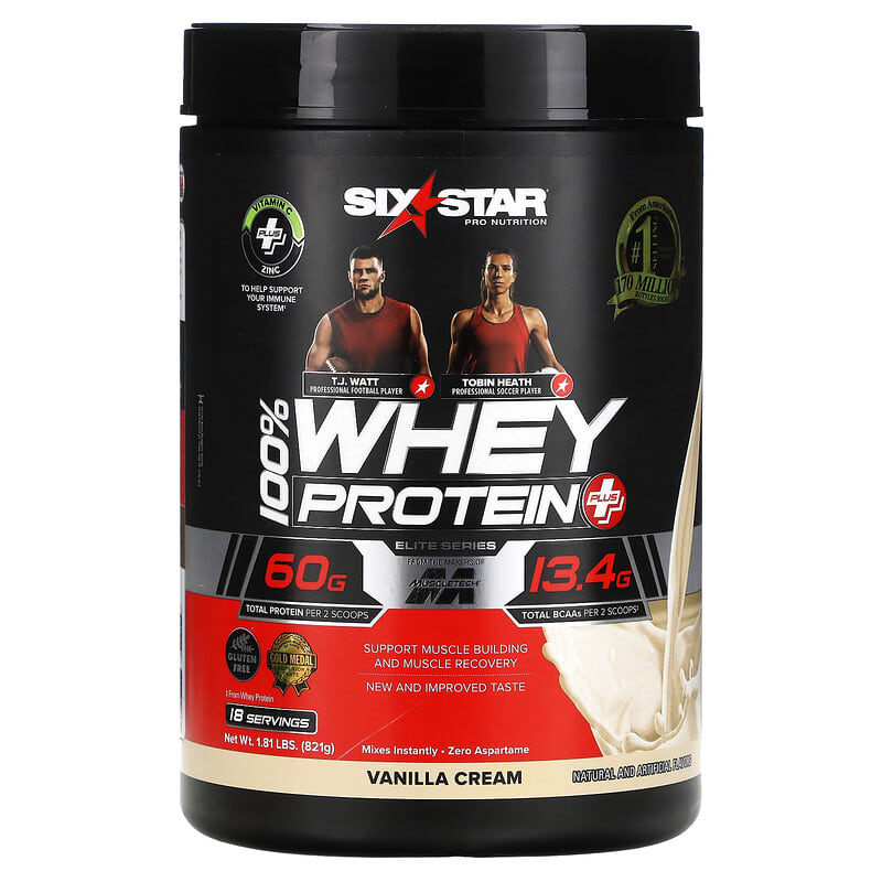 Six Star Elite Series 100% Whey Protein Plus Vanilla Cream 1.81 lbs (821 g) 631656716719