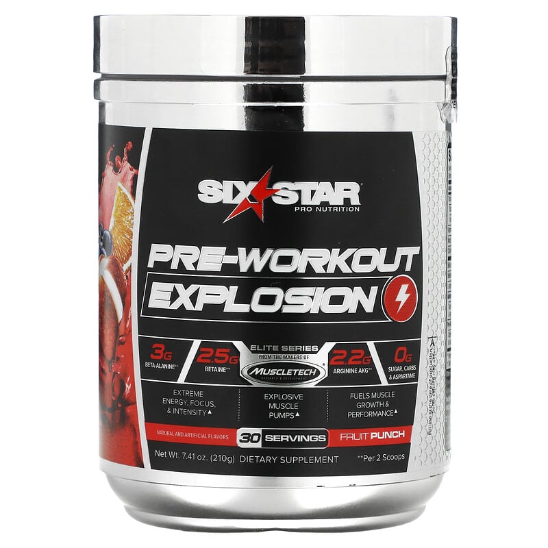 Six Star Pre-Workout Explosion Fruit Punch 7.41 oz (210 g) 631656716825