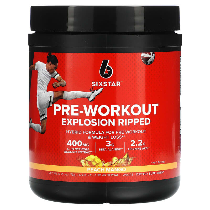Six Star Pre-Workout Explosion Ripped Peach Mango 6.21 oz (176 g) 631656712339
