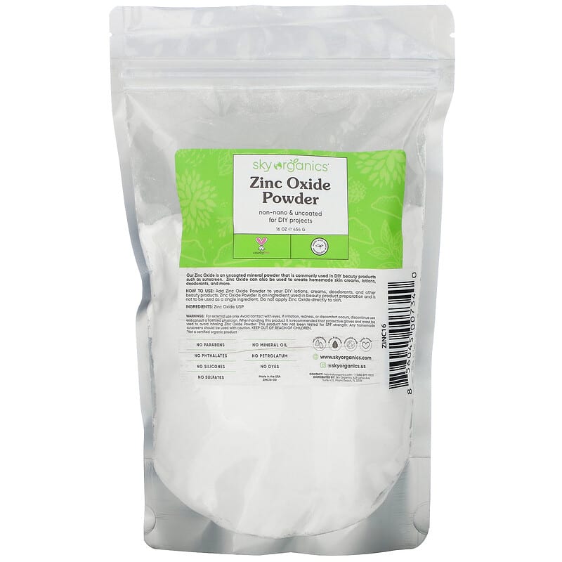 Sky Organics Zinc Oxide Powder 16 oz (454 g) 856045007340