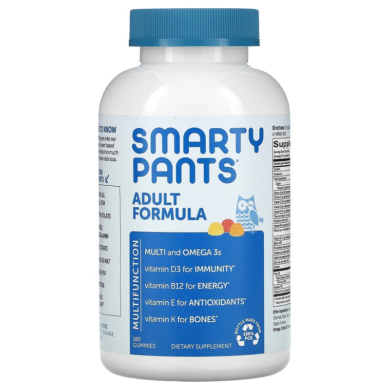 SmartyPants Adult Formula Lemon Strawberry Banana and Orange 180 Gummies 851356004002