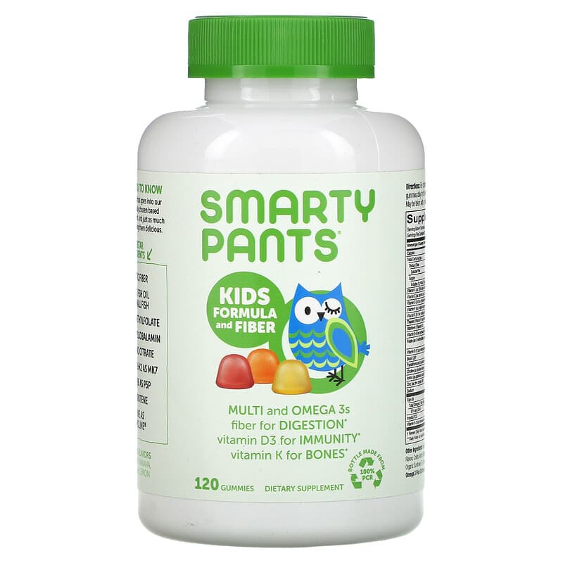 SmartyPants Kid Formula and Fiber Strawberry Banana Orange and Lemon 120 Gummies 851356004071
