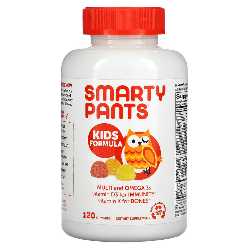 SmartyPants Kids Formula Multi and Omega 3s Strawberry Banana Orange and Lemon 120 Gummies 851356004019