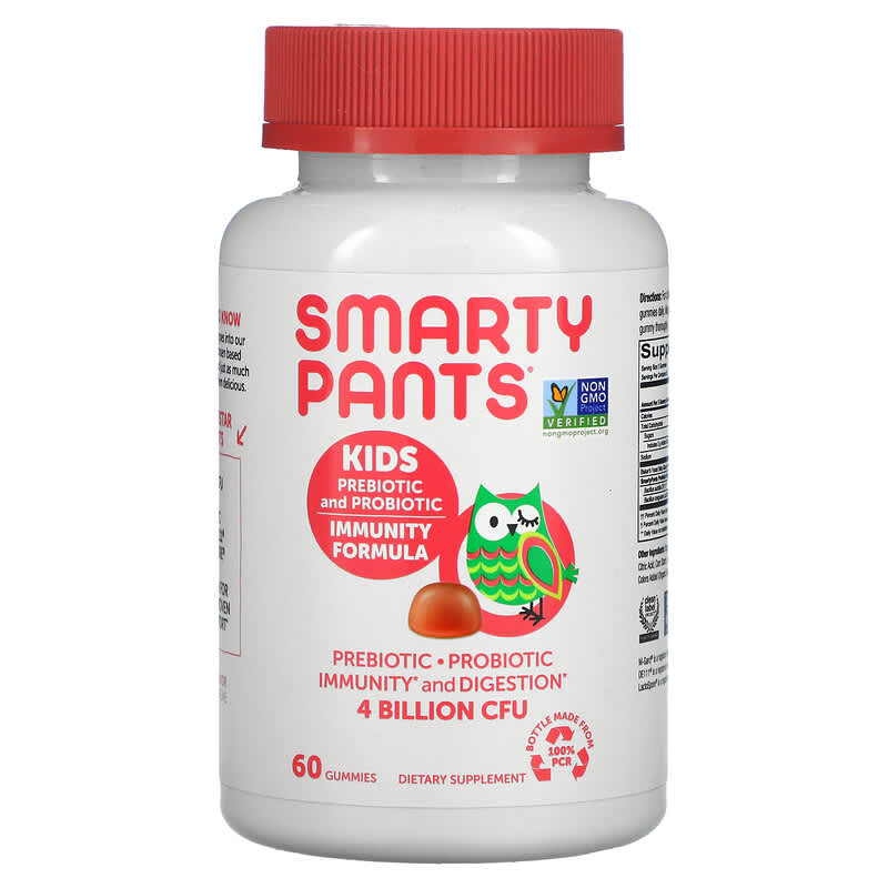 SmartyPants Kids Prebiotic and Probiotic Immunity Formula Strawberry Creme 2 Billion CFU 60 Gummies 817053020059