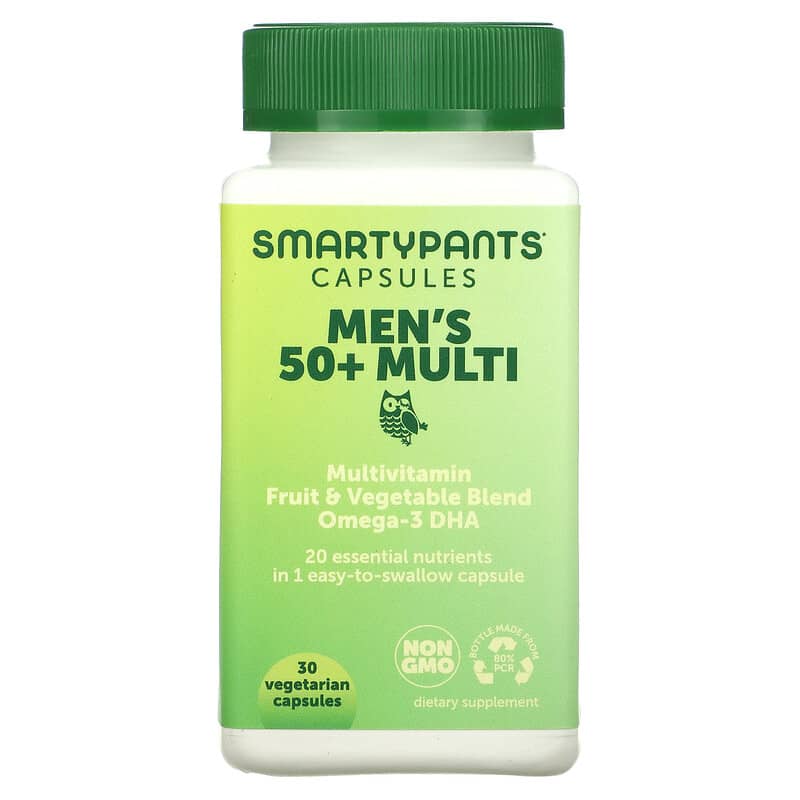 SmartyPants, Men's 50+ Multi, 30 Vegetarian Capsules 817053023241