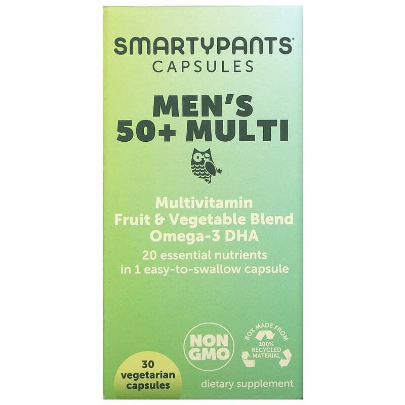 SmartyPants Men's 50+ Multi 30 Vegetarian Capsules 817053023241