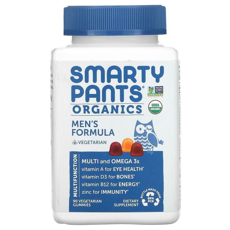 SmartyPants Organics Men's Formula Raspberry Orange and Cherry 90 Vegetarian Gummies 817053020974