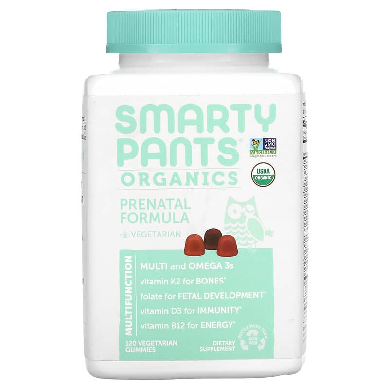 SmartyPants Organics Prenatal Formula Grape Blueberry and Mixed Berry 120 Vegetarian Gummies 817053020806