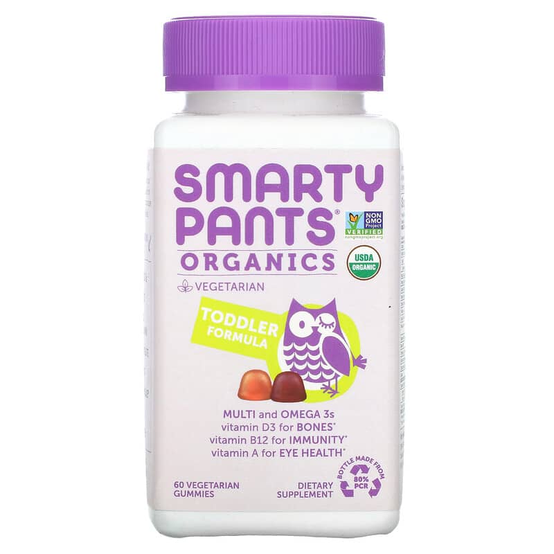 SmartyPants Organics Toddler Formula Cherry and Mixed Berry 60 Vegetarian Gummies 817053020875