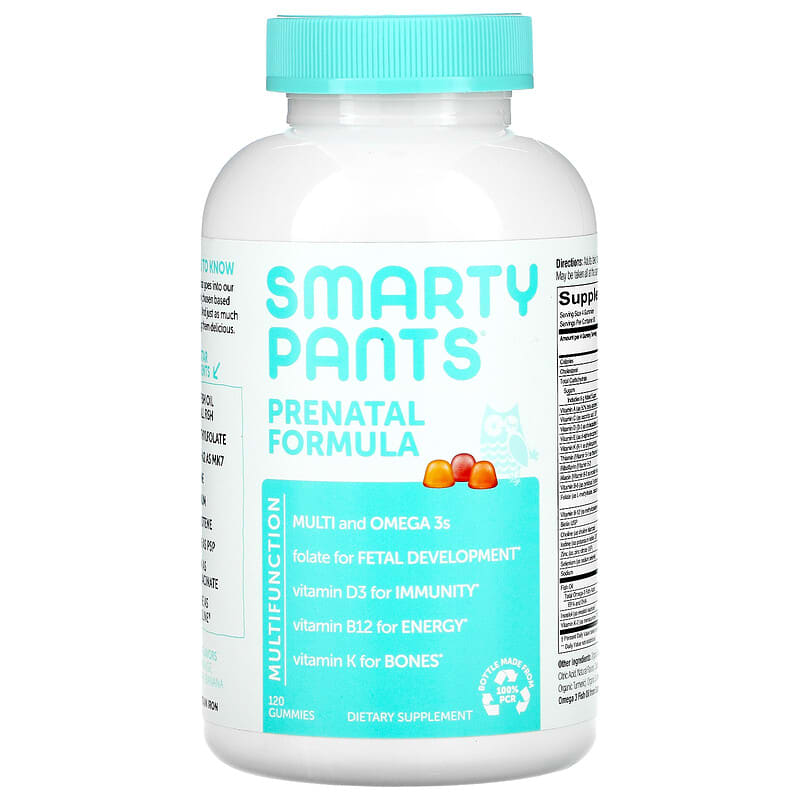 SmartyPants Prenatal Formula Lemon Orange and Strawberry Banana 120 Gummies 851356004309