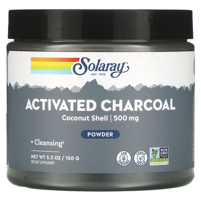 Solaray Activated Charcoal Powder 500 mg 5.3 oz (150 g) 76280426083