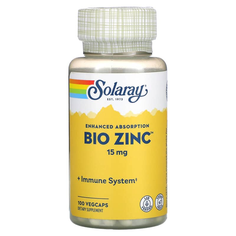 Solaray Bio Zinc 15 mg 100 VegCaps 76280047059