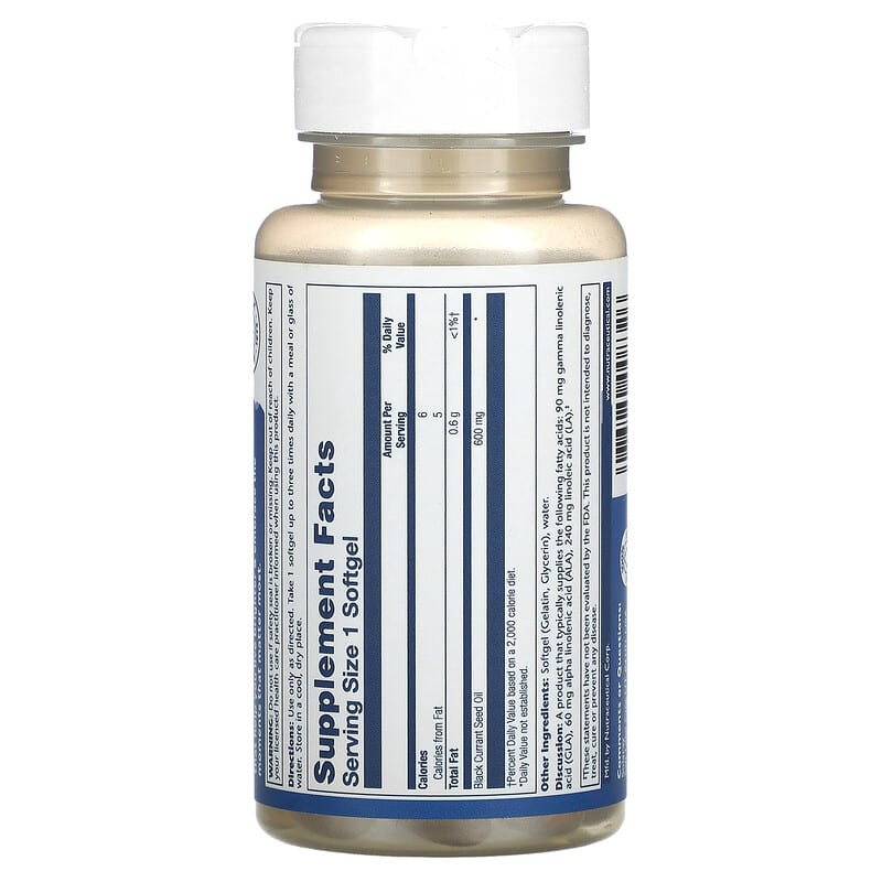 Solaray, Black Currant Seed Oil, 600 mg, 90 Softgels 76280008326