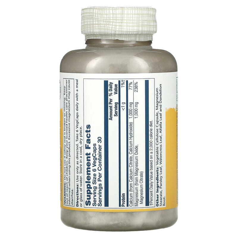 Solaray, Cal-Mag Citrate, 1:1 Ratio, 180 VegCaps 76280045253