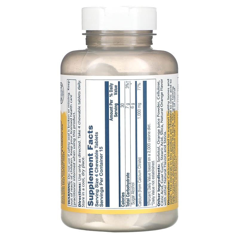 Solaray, Calcium Citrate, Natural Orange, 250 mg, 60 Chewables 76280045840