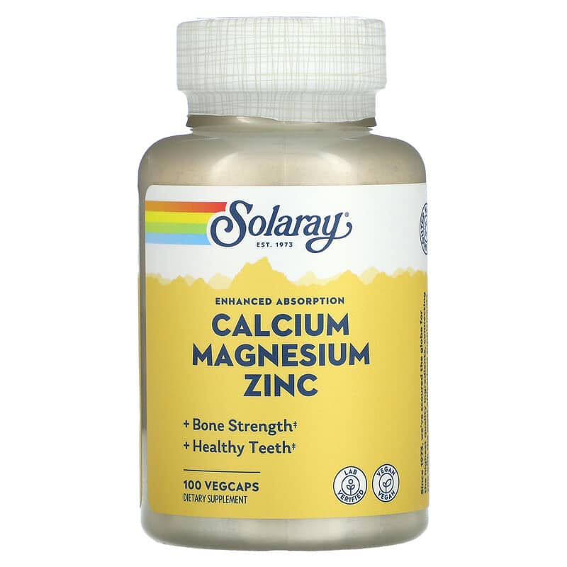Solaray Calcium Magnesium Zinc 100 VegCaps 76280045604