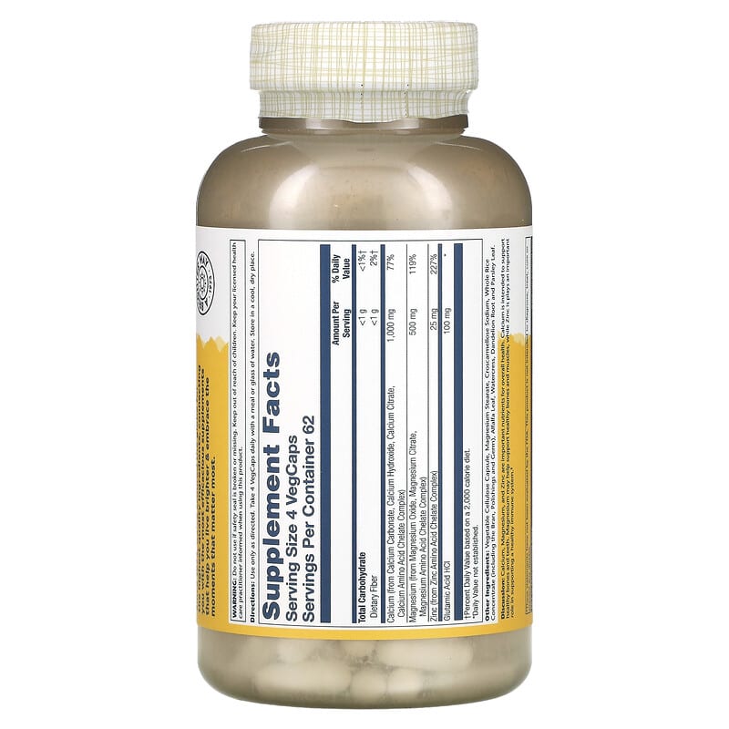 Solaray, Calcium Magnesium Zinc, 250 VegCaps 76280045611