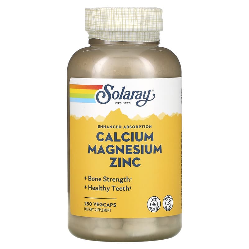 Solaray Calcium Magnesium Zinc 250 VegCaps 76280045611