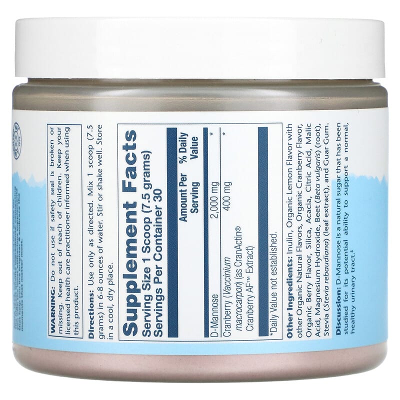 Solaray, D-Mannose with CranActin Powder, 2,000 mg, 8 oz (226 g) 76280814590
