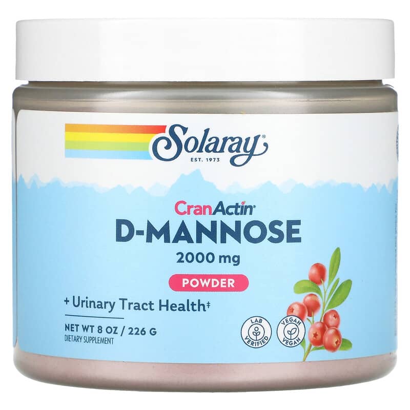 Solaray D-Mannose with CranActin Powder 2,000 mg 8 oz (226 g) 76280814590