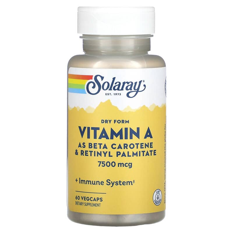 Solaray Dry Form Vitamin A 7,500 mcg 60 VegCaps 76280041309