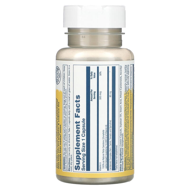 Solaray, Food Carotene, 500 mcg , 30 Capsules 76280041132