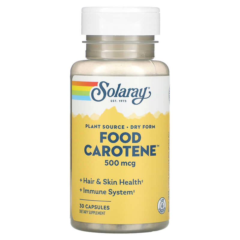 Solaray Food Carotene 500 mcg  30 Capsules 76280041132