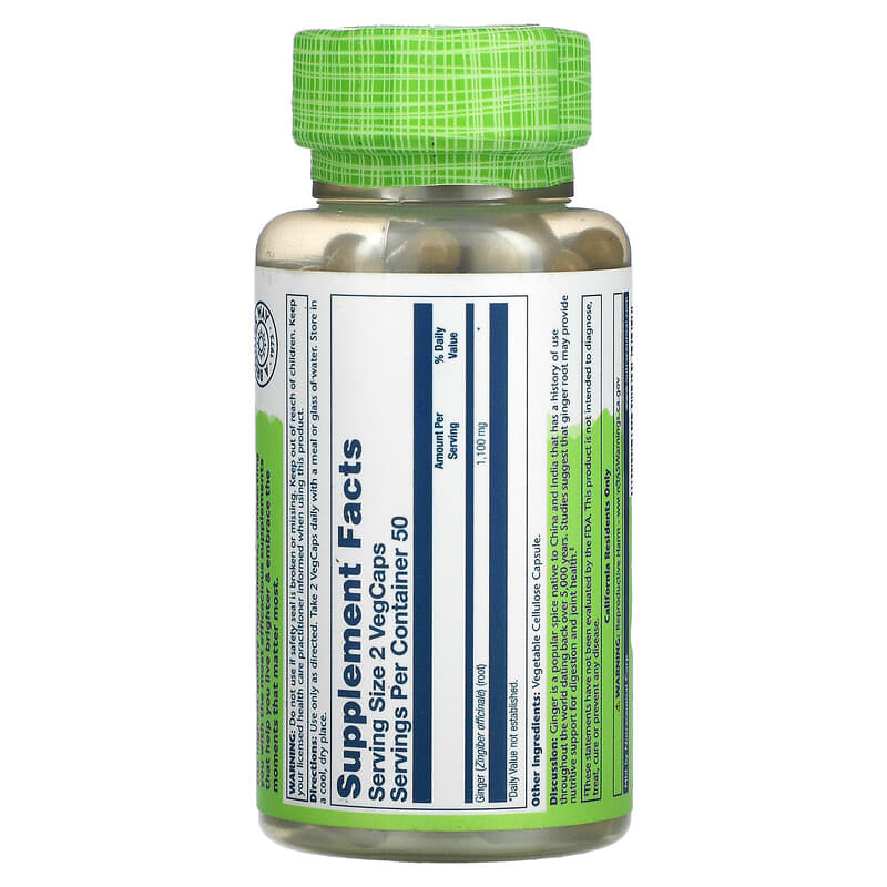 Solaray, Ginger, 550 mg, 100 VegCaps 76280013009