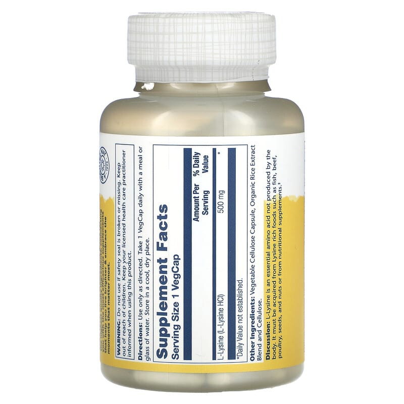 Solaray, L-Lysine, 500 mg, 120 VegCaps 76280049411